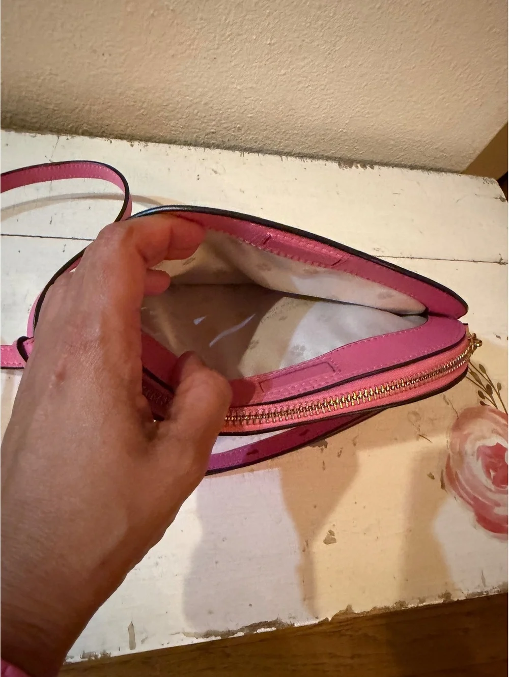 Kate Spade Pink Leather Crossbody Bag with Adjustable Strap